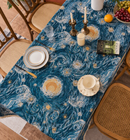 Nappe Rectangulaire à Franges et Pompons « La Nuit Étoilée », Idéale pour les Banquets et Décorations de Table Festives