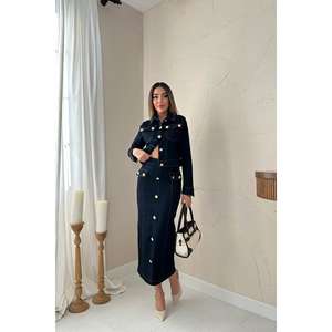 Conjunto de Mujer de Mezclilla Azul Marino al por Mayor, Manga Larga, con Abertura, Transpirable, con Lycra - Product Image 6