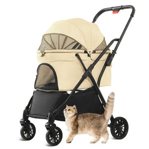 ใหม่รถเข็นสำหรับสัตว์เลี้ยงแบบพับได้พร้อมที่คลุมสภาพอากาศรถเข็นสุนัขกรงแมวพร้อมตะกร้าเก็บของรถเข็นสุนัขพับได้ด้วยปุ่มเดียว - Product Image 1