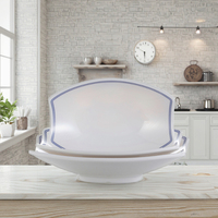 Nouveau pied conception 8.9 pouces bateau forme mélamine bleu cerclées assiettes