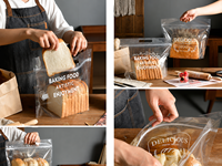 Bolsa de Embalaje Compuesta para Panadería, Impresa Personalizada OEM de Fábrica al por Mayor, Bolsa de Plástico Transparente con Asa y Cierre para Pan de 450g