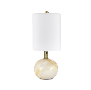 Contemporary Luxury White Marble Base Desk <b>Lamp</b> Modern Bedside <b>Table</b> <b>Lamp</b> with Glass Body <b>Rechargeable</b> DC Power Supply Room Use - Product Image 1