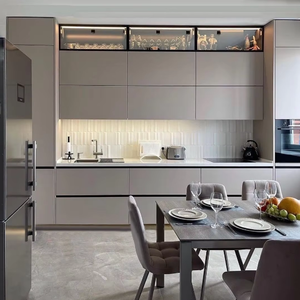 Conceptions de style minimaliste moderne petite unité d'armoires de <span class=keywords><strong>cuisine</strong></span> en mélamine de style <span class=keywords><strong>linéaire</strong></span> de meubles de maison complets et personnalisés avec évier - Product Image 6