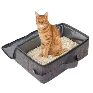 Multifunctional Pet Cat <b>Litter</b> Bag Extra <b>Large</b> Foldable Waterproof Oxford Cloth Cat Supplies Rectangle Black And Gray One Size - Product Image 3