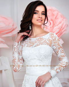 Vestidos pequeños <span class=keywords><strong>De</strong></span> verano <span class=keywords><strong>De</strong></span> manga larga, Vestido <span class=keywords><strong>De</strong></span> Novia Corto con cuello redondo y cordones hasta la rodilla - Product Image 3