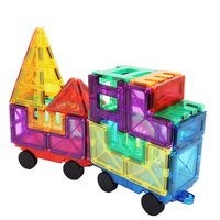Wellbbplay 100pcs Set Ubin Magnetik Kreatif untuk Anak-anak, Blok Konstruksi DIY Rumah, Kendaraan, dan Hewan