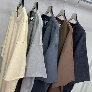 Camisetas de peso pesado de marca personalizada, camiseta Vintage en blanco para hombre, camisetas de gran tamaño con dobladillo crudo, ropa de calle, camisetas para hombre con lavado ácido - Product Image 3