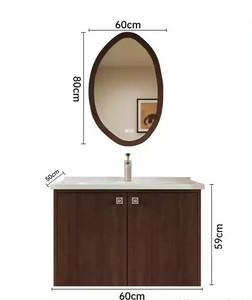 Mueble de baño de estilo antiguo medio combinado con lavabo integrado de cerámica, lavabo de baño, lavabo - Product Image 5