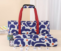 Set Tas Jinjing Mahjong Amerika 3 Buah Motif Sapi, Tas Penyimpanan Mahjong Kanvas Kosong untuk Malam Permainan, Hadiah Liburan