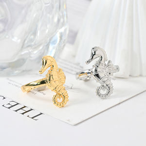 Anillo de <span class=keywords><strong>Caballito</strong></span> de Mar Chapado en Oro de 18K para Mujer, Anillo de Dedo con Diseño 3D de Animal, Bague De Hippocampe, Anillo De <span class=keywords><strong>Caballito</strong></span> De Mar, Joyería de Playa - Product Image 1