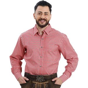 Custom <b>Men's</b> Oktoberfest <b>Shirt</b> <b>Red</b> Checkered 100% Cotton Casual Lederhosen <b>Shirt</b> Turn-down Collar Single Button - Product Image 1