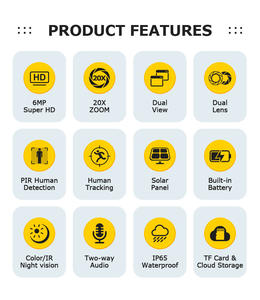 كاميرا يوبوكس 99x بتكبير بصري وعدسة مزدوجة تعمل بتقنية الجيل الرابع وتعمل بالطاقة الشمسية للاستخدام الخارجي مقاومة للماء IP66 مع خاصية التمويه وتتبع الحركة PIR وكاميرا شبكة IP متحركة - Product Image 6