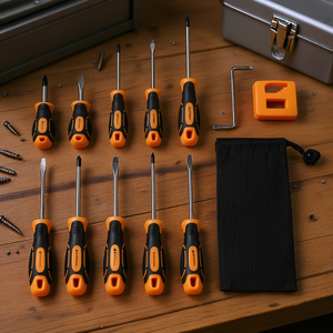 Juego de destornilladores de 12 piezas con punta magnética Phillips, cabeza plana, kit de herramientas con mango antideslizante de grado industrial - Product Image 2