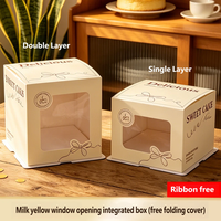 Boîte à gâteau d'anniversaire transparente, emballage de pâtisserie pour boulangerie, boîte en papier avec couvercle pliable, simple ou double couche, boîte cadeau pour gâteau, boîte de rangement