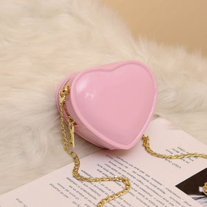 حقيبة يد صغيرة إبداعية ولطيفة للأطفال على شكل قلب من الجلد الصناعي، حقيبة كتف أنيقة للزينة مع سلسلة - Product Image 3