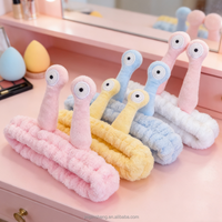 Serre-tête en flanelle amusant motif escargot, très élastique, pour yoga, spa, lavage du visage, maquillage, douche, accessoires capillaires colorés pour femmes
