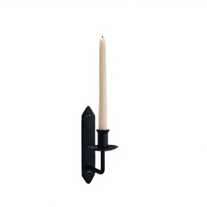 Candelabro de hierro para pared, acabado en negro, ideal para decoración del hogar, bodas, luces navideñas y apliques de pared. - Product Image 1