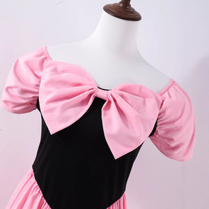 Abito da ragazza per <span class=keywords><strong>età</strong></span> 13-16 anni, dolce vestito nero e rosa con fiocco a farfalla, abito da compleanno con spalle scoperte, gonna a pieghe stile principessa - Product Image 4