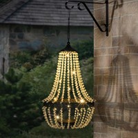 Lanterne solaire LED suspendue en cristal moderne et élégante, lustre en métal pour l'extérieur, décoration de jardin, lumière blanche chaude/froide