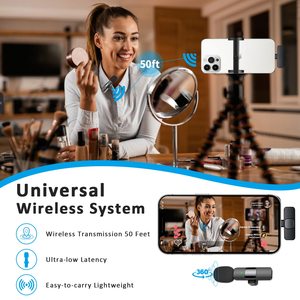Micrófono de solapa inalámbrico para iphone, conveniente micrófono Lavalier, reducción de ruido, para entrevista en vivo, grabación de teléfono móvil - Product Image 5
