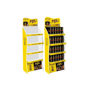 Bebida de cartón corrugado plegable de varios niveles de servicio pesado certificada FSC para soporte de exhibición POP para promoción de piso al por menor - Product Image 1