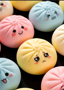 Jouet anti-stress à succès : Squishy en forme de boulette de vapeur avec visage à paillettes et expression, à rebond rapide - Product Image 5