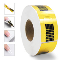 500 Formes d'ongles dorées double face autocollantes avec échelle pour extension de polygel et ongles acryliques
