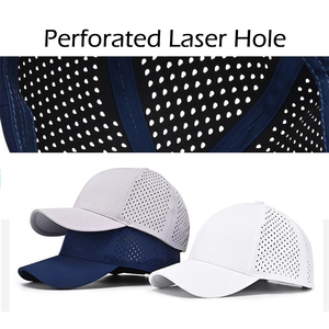 Promotionnel de haute qualité respirant couleur unie blanc plaine découpé au Laser trou Golf corde chapeau 5 panneaux Baseball perforé chapeau - Product Image 3