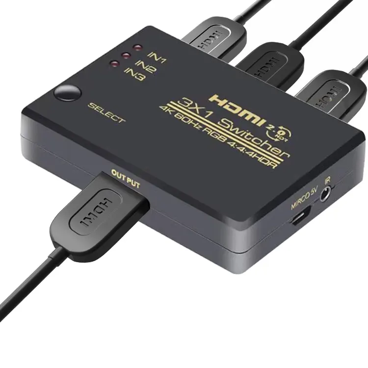 Ugreen — répartiteur de câble HDMI 3x1, adaptateur de commutation vidéo, 3 entrées, 1 sortie, Hub pour Xbox, PS4, DVD, HDTV, PC portable, TV, 4K, 1080P
