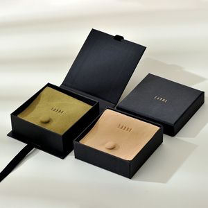 Customized Suede Microfiber Jewelry Buckle Bag One Stop Service <b>Black</b> Magnetic Jewelry <b>Box</b> - Product Image 3