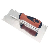 Truelle de finition à manche en caoutchouc plastique Truelle crantée Truelle en acier au carbone robuste pour le sol et les murs