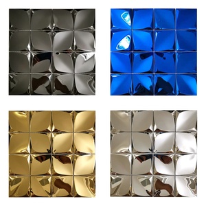 Mosaico <span class=keywords><strong>de</strong></span> Acero Inoxidable 3D con Efecto Cepillado, Patrón <span class=keywords><strong>de</strong></span> <span class=keywords><strong>Flores</strong></span> Mixtas, Azulejo Metálico - Product Image 4