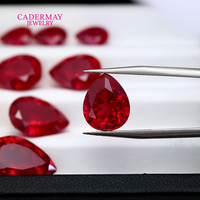 Rubis Cadermay cultivé en laboratoire, taille poire, couleur sang de pigeon, gemmes traitées thermiquement, aspect naturel, avec inclusions et jeu de couleurs, pour colliers, bagues et bijoux