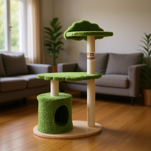 Cat Tree 38-Inch Sisal Scratching <b>Posts</b> 2 <b>Levels</b> Indoor Cats Eco-Friendly Cartoon Style - Product Image 3
