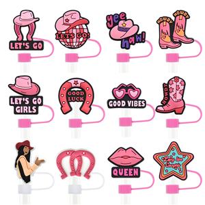 Accessoires pour boissons : Chapeau de paille en plastique souple de 10 mm de diamètre, motif denim, pour filles, vente en gros - Product Image 1