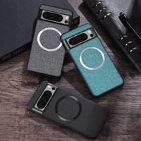 Étui de téléphone portable en cuir PU magnétique à texture tissée couleur unie pour Google Pixel 9 10 Pro 6-8, protection intégrale