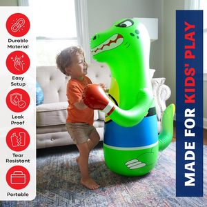 Green Dinosaur Inflatable <b>Punching</b> <b>Bag</b> for Kids Ages 3+ Indoor and Outdoor Play - Product Image 4