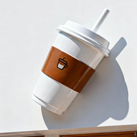 Décoration murale extérieure sur le thème des tasses à café personnalisées, structure FRP de grande taille pour les devantures de magasins commerciaux et les lieux photo.