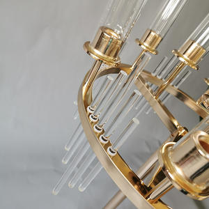 LANJO Luxury High Quality Gold Metal Wedding Candle Holder <b>Stand</b> with Glow Effect 50x93cm for Stage <b>Backdrop</b> Decoration - Product Image 6