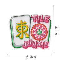 Patchs brodés tendance sur le thème du Mahjong, lettrage amusant et tuiles de Mahjong, appliqués thermocollants