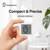 Higrómetro Digital ZenMeasure de Ultra Larga Duración (12 Meses) con Batería CR2032 Preinstalada para Distribución Masiva