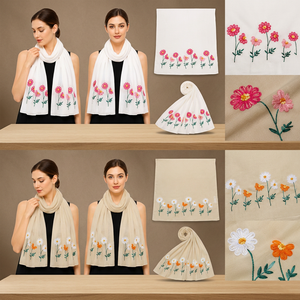 Écharpe en viscose brodée, châle floral léger et respirant pour femme, idéal pour le printemps et le quotidien - Product Image 2