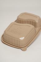 Boîte à lunch jetable en fibre de coque de riz biodégradable à deux compartiments, compatible micro-ondes, sans BPA, capacité 750 ml, pour la restauration rapide
