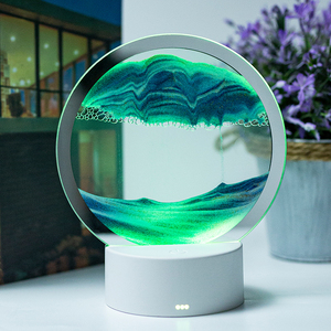 Lámpara de escritorio LED con patrón de pintura de arena 3D moderna, lámparas de inducción, pantalla de cristal de viento de paisaje chino, batería nocturna táctil - Product Image 4