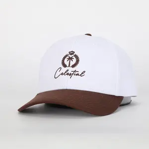 Großhandel benutzer definierte Stickerei Logo 6 Panel Gorras Unisex weiße Baumwolle Sport hut Hochwertige Klassiker gewebte Patch Baseball Cap Hut