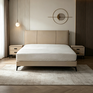 <span class=keywords><strong>Letto</strong></span> Morbido Bicolore in Pelle Bovina con Superficie in Vera Pelle, Telaio in Metallo Regolabile, Design Ecologico per <span class=keywords><strong>Camera</strong></span> <span class=keywords><strong>da</strong></span> <span class=keywords><strong>Letto</strong></span> Giovanile Moderna - Product Image 1