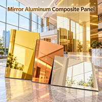 Panneau composite en aluminium miroir gris 4 mm, taille personnalisée pour revêtement mural intérieur de boutique