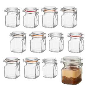Barattoli quadrati in vetro da 100 ml con coperchio a clip ermetico per conservazione e cottura - Product Image 1