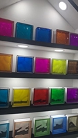 Briques de verre cristal avec creux, taille 190*190*80MM, couleur bleue, blocs de verre 190*190*80MM