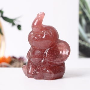Vente flash - Statuette d'animaux en cristal, sculpture d'éléphant aux grandes oreilles sculptée dans des pierres précieuses, pour la décoration des enfants - Product Image 5